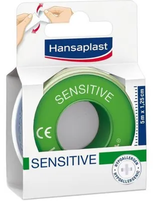 Productafbeelding van Hansaplast Sensitive Fixeerpleister, 5 m x 1,25 cm, 1 stuk pleister