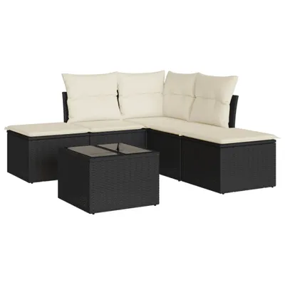Produktbild von vidaXL 6-tlg. Garten-Sofagarnitur mit Kissen Schwarz Poly Rattan