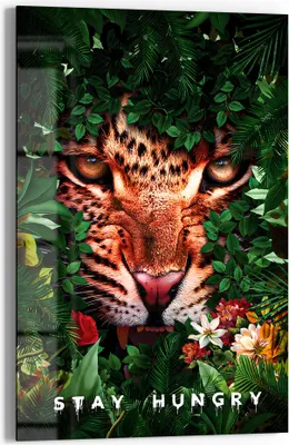 Produktbild von DEQOART Glasbild Echtglas 40x60 cm 'Wilder Blick' Wandbild Bild modern Deko