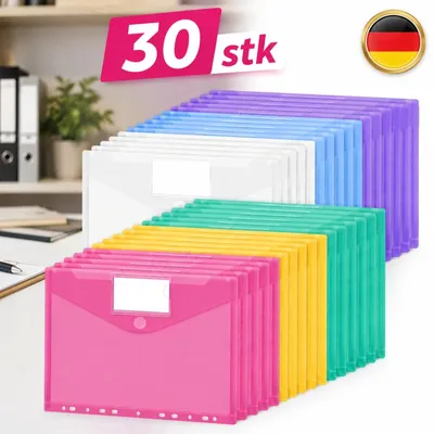 Produktbild von 30 x Dokumentenmappe A4 Dokumententasche Sammelmappe verschiedene 6 Farben