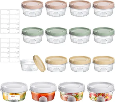 Immagine prodotto di Contenitori in plastica - Set di barattoli - Per conservare gli alimenti - Coperchi a vite ermetici - 16 pezzi da 300 ml - Trasparente