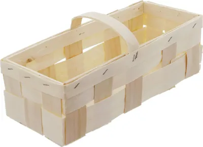 Produktbild von Kleiner handgeflochtener Obstkorb aus Holzspan, natur, 37 x 14 x 11 cm