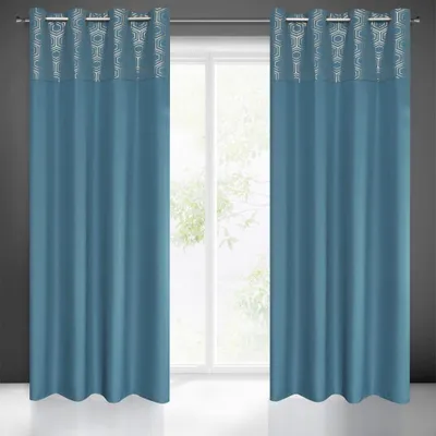Obrázek produktu pro Eurofirany 372874, Sheer, Modrá, Vzorovaný, Polyester, Průchodka, 140 g/m²