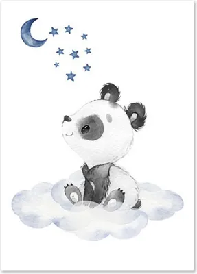 Produktbild von TPFLiving Kunstdruck LW-1013 (OHNE RAHMEN) Poster - Leinwand - Wandbild - Hochauflösender Giclée-Druck, langlebig und hochwertig - Mond, Sterne, Wolken für Kinderzimmer -  - Größe: 21x30cm