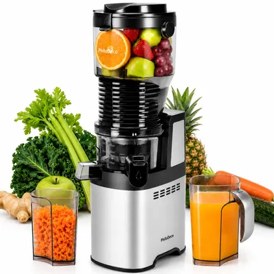 Produktbild von Slow Juicer Kaltpress-Entsafter 250 W mit 9,5-cm-XXL-Einfüllöffnung, bis zu 90 % Saftausbeute, 1 L Saftbehälter, Rücklauffunktion
