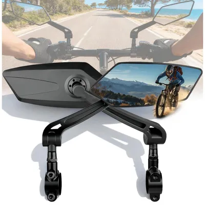 Immagine prodotto di Specchietti per bicicletta, adatti per e-bike, per lato sinistro e destro, con lente in vetro HD resistente ai graffi, orientabili a 360° e pieghevoli, universali per scooter e mountain bike