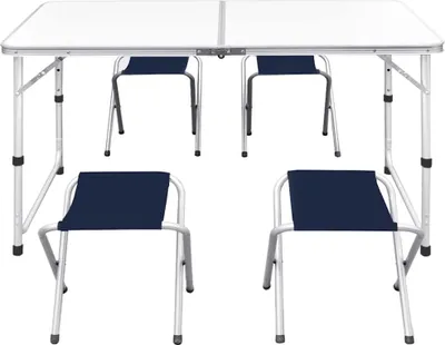 Produktbild von vidaXL Campingtisch mit 4 Hockern Klappbar Höhenverstellbar 120x60 cm