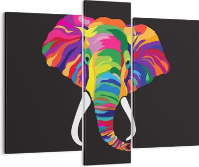 Produktbild von Bild auf Leinwand - Leinwandbild - Elefant spaß bunt tier - 95x80cm - Wand Bild - Wanddeko - Leinwanddruck - Bilder - Kunstdruck - Wanddekoration - Leinwand bilder - Wandkunst - CB95x80-2928