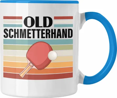 Produktbild von Trendation - Tischtennis Schmetterhand Tasse Geschenk Tischtennisspieler Geschenkidee Lustig für Männer Tischtennis Zubehör (Blau)