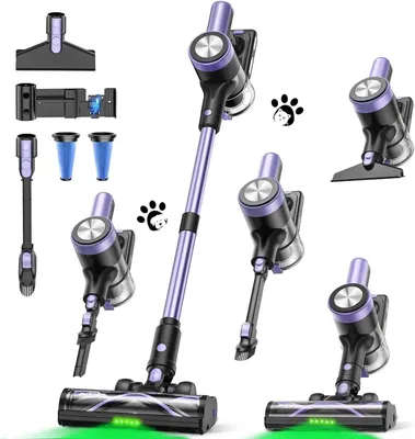 Imagen del producto de Aspiradora inalámbrica - Aspiradora de mano - Potencia de succión de 55 kPa - Autonomía de 55 minutos - Autoportante - Filtro HEPA - Color morado