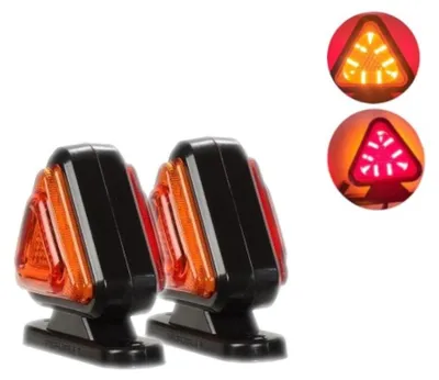 Produktbild von 2er-Set 18-LED Mini-Positionsleuchten (LED), hornförmig, 12–24V, gelb-rot, dreieckig, Neon E