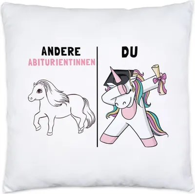 Produktbild von Andere Abiturientinnen Du Kissen Inkl. Füllung Pferd Einhorn Geschenkidee Lustig Schulabschluss Abi