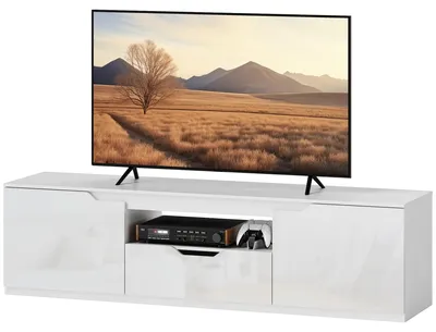 Obrázok produktu pre TV skrinka pre televízory do 65 palcov – vysoký lesk | Farba: biela | Rozmery: 160 x 38 x 43 cm