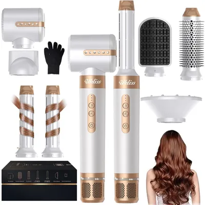 Produktbild von 7 in 1 Hairstyler Pro Haarstyler und Haartrockner Set mit Warmluft Lockenbürste 1400W Hair Dryer Rundbürstenföhn Warmluftbürste Haarföhn Thermal Brush Weiß