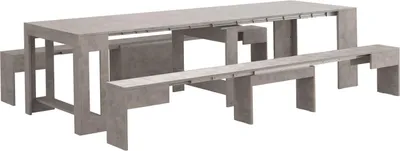 Produktbild von Bank Quedan, Set mit 2 Sitzgelegenheiten für den Esstisch, ausziehbare Bänke, 290x25x45 cm, Grau