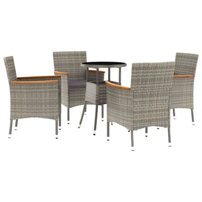Obrázek produktu pro 5dílný zahradní bistro set s poduškami šedý polyratan
