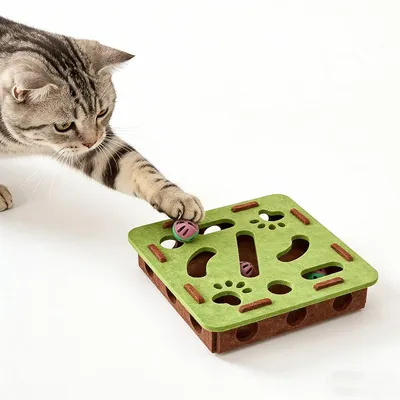 Immagine prodotto di Giocattolo puzzle per gatti in feltro – Interattivo con 3 palline con campanellino – Verde