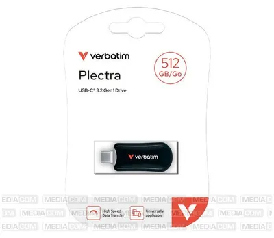 Produktbild von Verbatim 30227, 512 GB, USB Typ-C, 3.2 Gen 1 (3.1 Gen 1), 100 MB/s, Ohne Deckel, Schwarz