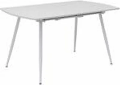 Produktbild von Esstisch Sabina ausziehbar 140-180 x 80 cm 6-10 Personen Küchentisch mit Metallgestell für Küche, Esszimmer Holz Optik,Farbe:Weiß