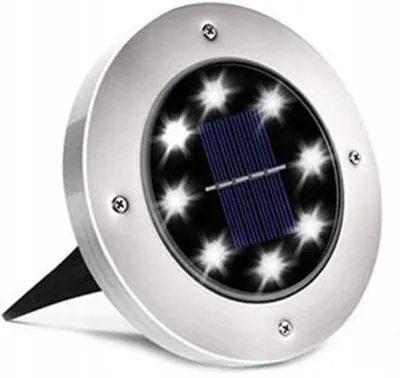 Zdjęcie produktu dla LAMPA SOLARNA OGRODOWA Wbijana 8LED Gruntowa Najazdowa DYSK 2912