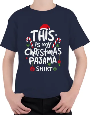Produktbild von This is my Christmas Pajama Shirt - Weihnachten Xmas Christmas Uni Kinder T-Shirt, Navy, 140