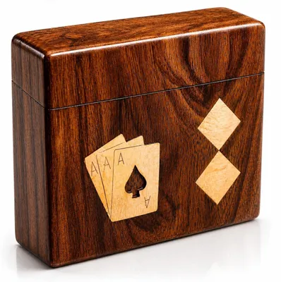 Productafbeelding van Omgoods - Handgemaakte Houten Speelkaarthouder met Luxe Speelkaarten