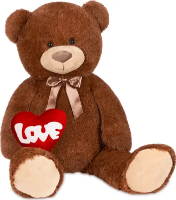 Obrázek produktu pro BRUBAKER Medvídek XXL 100 cm se srdcem "Love" a mašlí - měkká hračka Plyšová hračka velká, hnědá