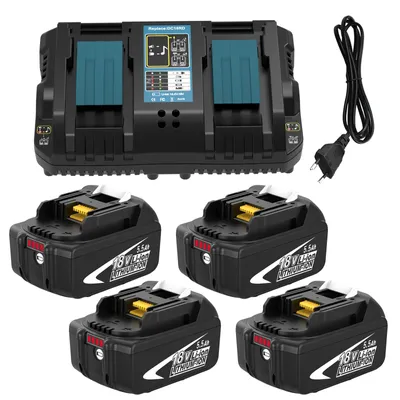 4x 18V 5,5Ah Akku + Ladegerät mit LED-Anzeige