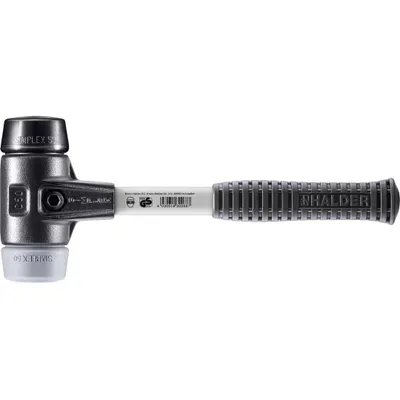 Produktbild von HALDER SIMPLEX Schonhammer Ø 50 mm Gummi schwarz / TPE-mid grau mit verstärktem Tempergussgehäuse und Fiberglasstiel