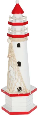 Produktbild von H&S Collection Maritime Dekofigur Leuchtturm - Holz - 10 x 36 cm