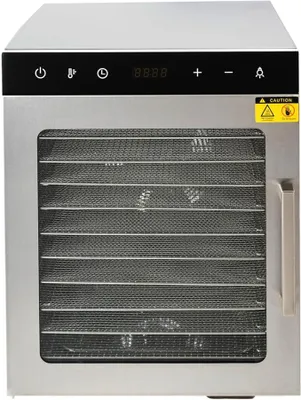 Obrázok produktu pre 10-poschodový sušič potravín z nehrdzavejúcej ocele. Sušička na ovocie, zeleninu, mäso. S časovačom. Sušička potravín s 10 platňami na sušenie ovocia, zeleniny a pod. Výkon 800 W