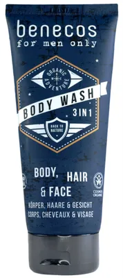 Produktbild von BENECOS for men only 3-in-1 Reinigungsgel für Gesicht, Körper und Haare 250 ml