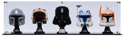 Imagen del producto de Vitrina negra para 5 cascos de LEGO® de Star Wars, Marvel Super Heroes y DC