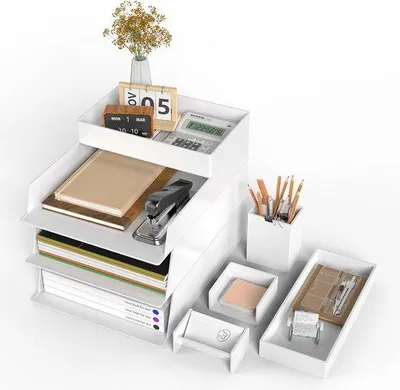 Produktbild von Famanu Briefablage 4 Etagen - Stapelbar, Kunststoff, mit Organizer-Set