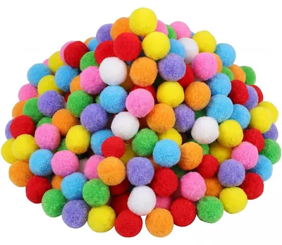 Image de Bastelpompons - 200 pièces - Pour la décoration et les travaux manuels - De couleurs variées - 2,5 cm