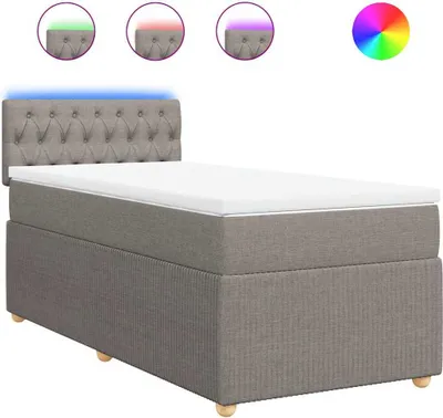 Productafbeelding van vidaXL Boxspringbed met matras, taupekleurig, 100x200 cm, met stoffen bekleding