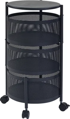Produktbild von Rollwagen 'Steigen' Servierwagen mit 3 Ebenen 59,5xØ33cm Schwarz