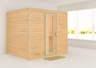 Produktbild von Karibu Sauna Innensauna Sonara Fronteinstieg ohne Zubehör 231x195x200 cm ohne Dachkranz mit Energiespartür
