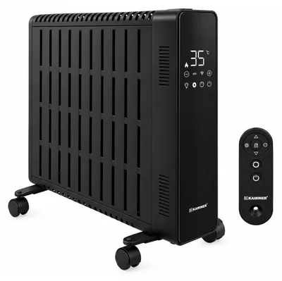 Imagen del producto de Kaminer 28478: Radiador eléctrico de aceite, 2500 W, 11 aletas, con conexión WiFi, color negro