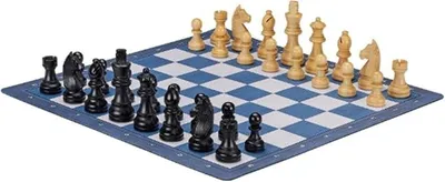 Imagen del producto de Juego de ajedrez de cuero plegable, con piezas de ajedrez de madera
