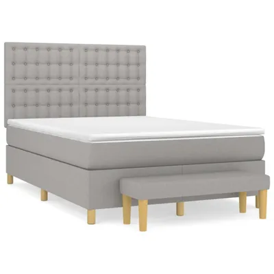 Zdjęcie produktu dla vidaXL Łóżko sprężynowe z materacem jasnoszare 140x200 cm tkanina