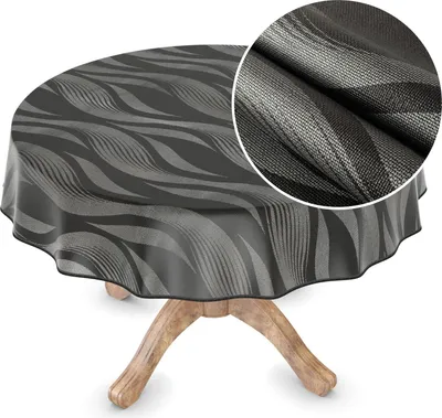 Produktbild von Tischdecke Wachstuch Premium Ornamente Schwarz Robust Wasserabweisend Rund 120 cm