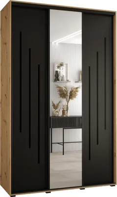 Produktbild von MEBLE KRYSPOL Davos 9 Schrank, drei Türen - 235,2x150x45 cm - Artisan Schwarz Schwarz