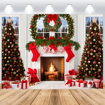 Produktbild von Omgoods – Vinyl-Hintergrund für Weihnachtsfotos, 3 x 2,5 Meter