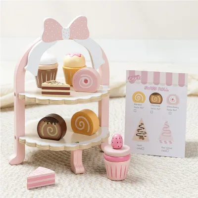 Produktbild von Spielküche Kinderküche Spielküche Zubehör Holz, Teeservice Kinder Teeset aus Holz Kinderspielzeug Tee Set mit Ständer, Teeparty ab 3