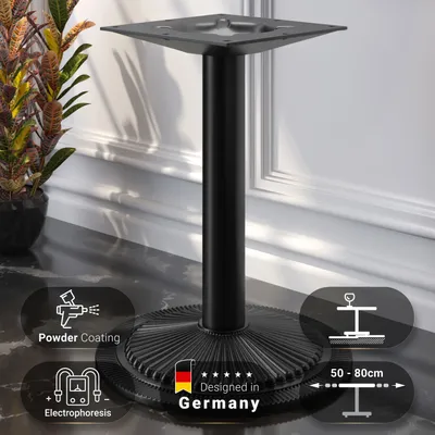 Produktbild von MAXIM | Bistro Tischgestell | Schwarz | Fuß: Ø 55 cm | Säule: 7,6 x 76 cm | Tischgestell Rund, Tischgestell Gastro