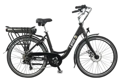 Produktbild von 26 Zoll City E-Bike Tiefeinsteiger, 36 V 14,4 Ah Akku, 7-Gang-Schaltung, LCD-Display, Scheibenbremsen und Gepäckträger
