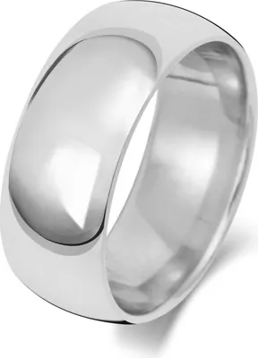 Produktbild von Schwerer 9 Karat (375) Weißgold 8mm Court Form Herren/Damen - Trauring/Ehering/Hochzeitsring, 68 (21.6); TRS188669KWRSY