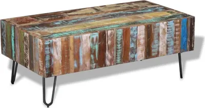 Image de The Living Store Table basse en vieux bois 100x50x38 cm