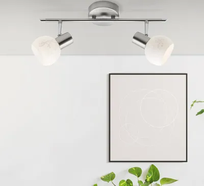Produktbild von BRILLIANT Deckenstrahler Bona | moderner Deckenstrahler | Metall/Glas | eisen/weiß | schwenkbar | 2x E14 max. 40 W